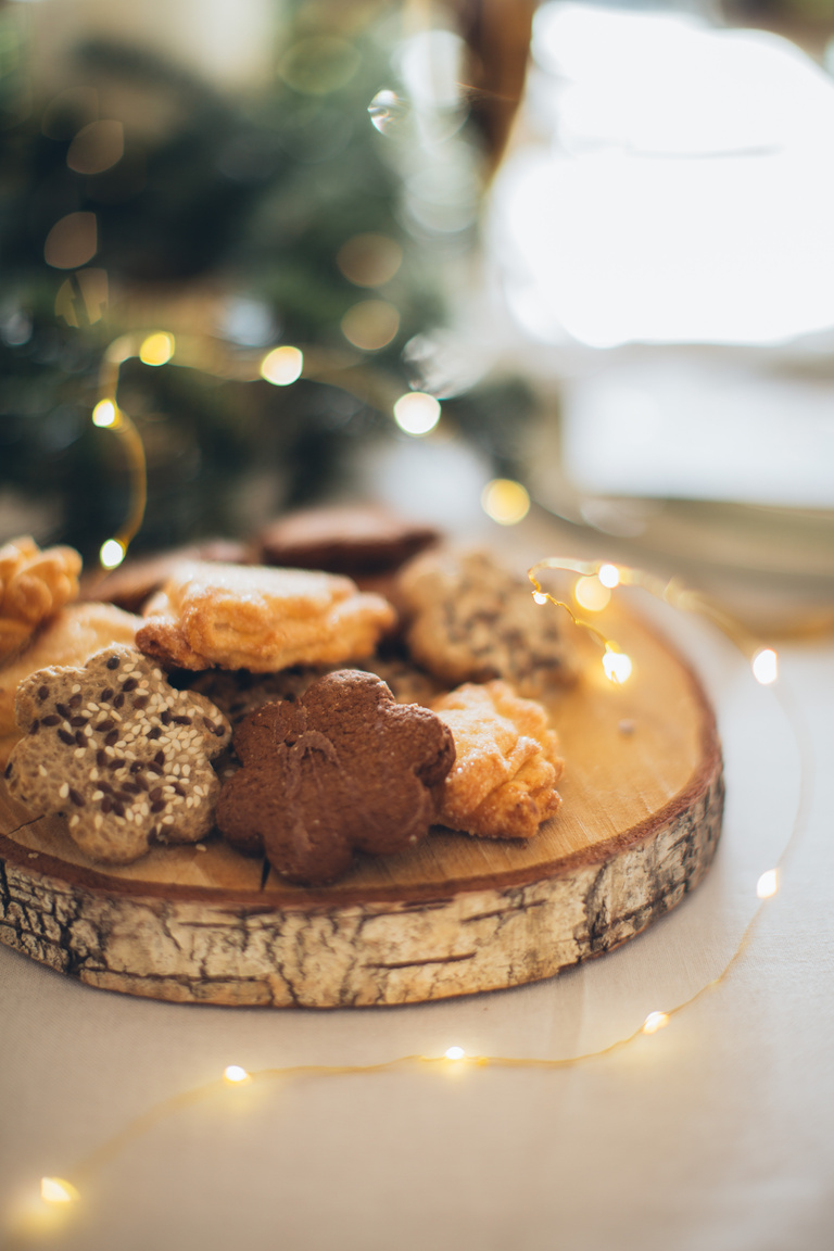 Cookies on Wooden Platter